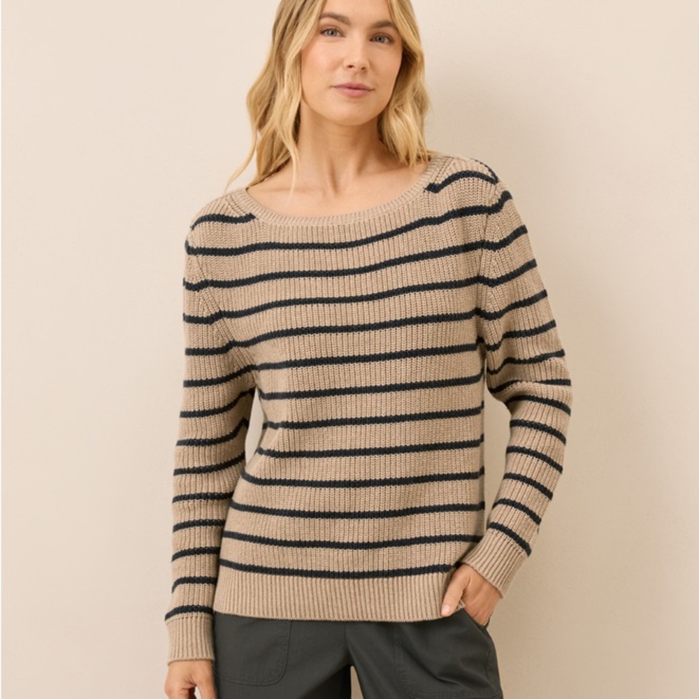 Striped Tan and Black Women's Sweater